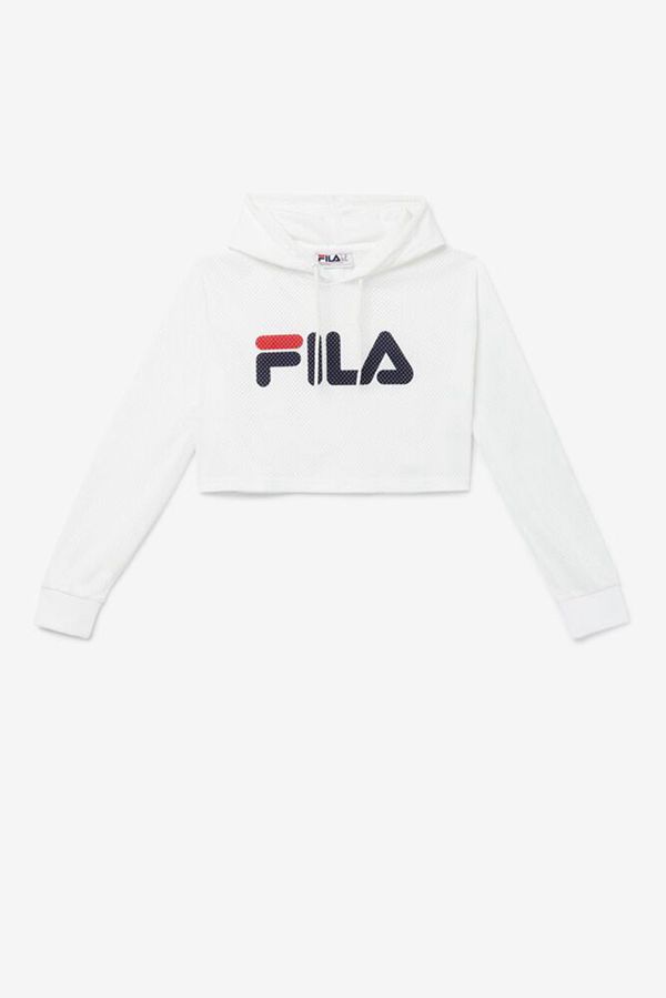 Fila Noemi Crop Women's Hoodies - White/Navy/Red,NZ 976-10682